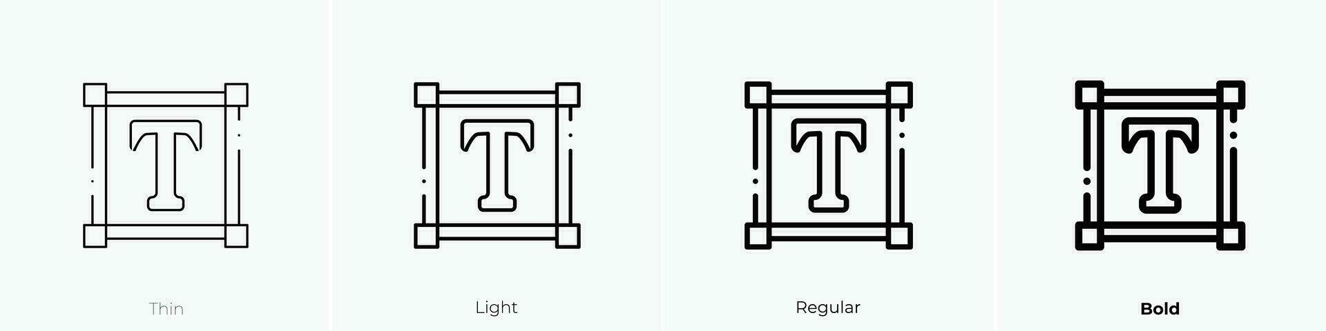 Text Symbol. dünn, Licht, regulär und Fett gedruckt Stil Design isoliert auf Weiß Hintergrund vektor