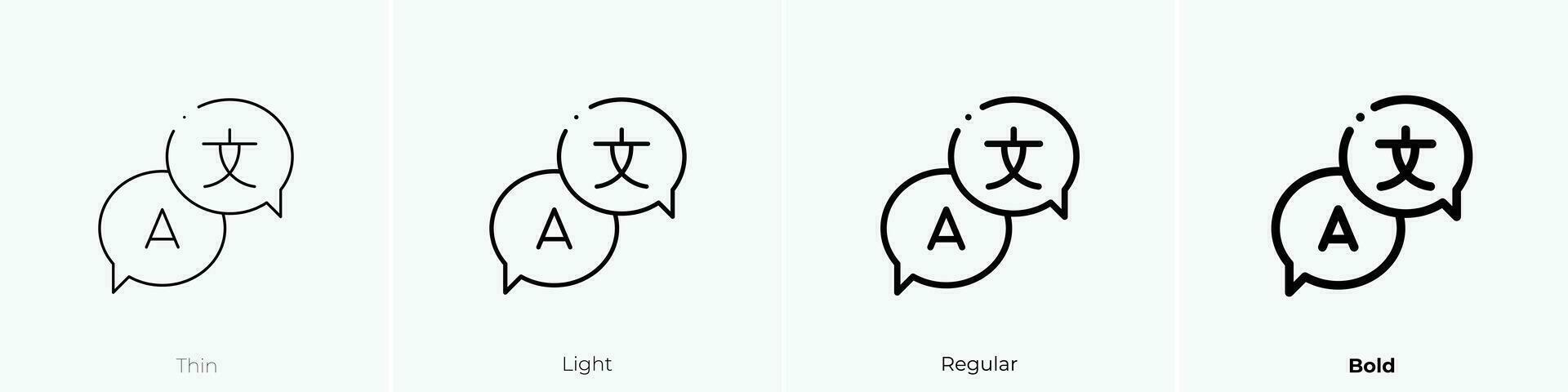 Übersetzen Symbol. dünn, Licht, regulär und Fett gedruckt Stil Design isoliert auf Weiß Hintergrund vektor