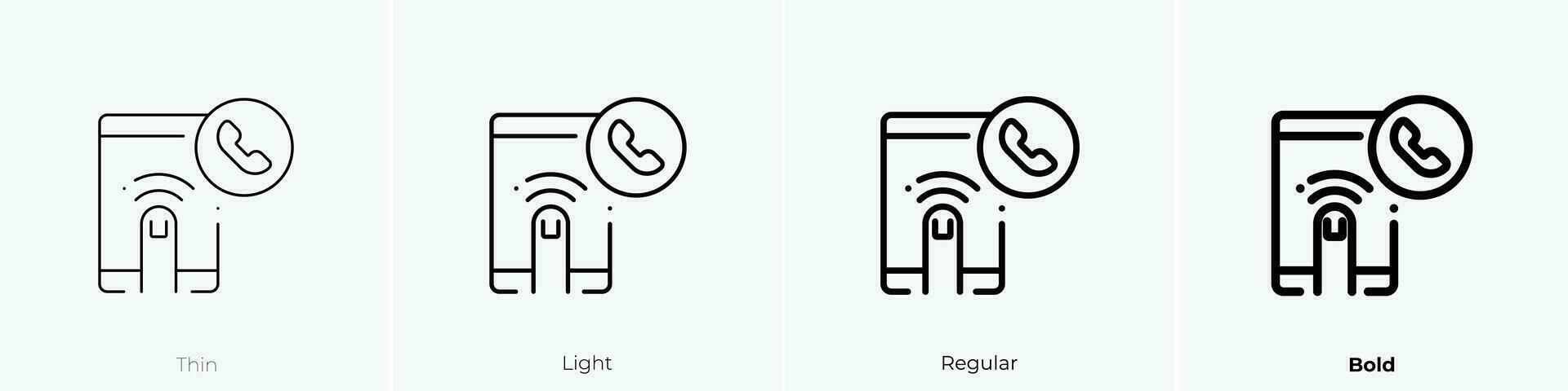 berühren Symbol. dünn, Licht, regulär und Fett gedruckt Stil Design isoliert auf Weiß Hintergrund vektor