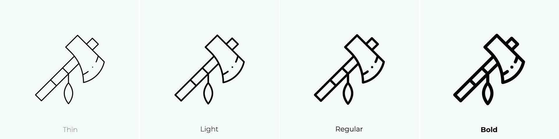 Tomahawk Symbol. dünn, Licht, regulär und Fett gedruckt Stil Design isoliert auf Weiß Hintergrund vektor