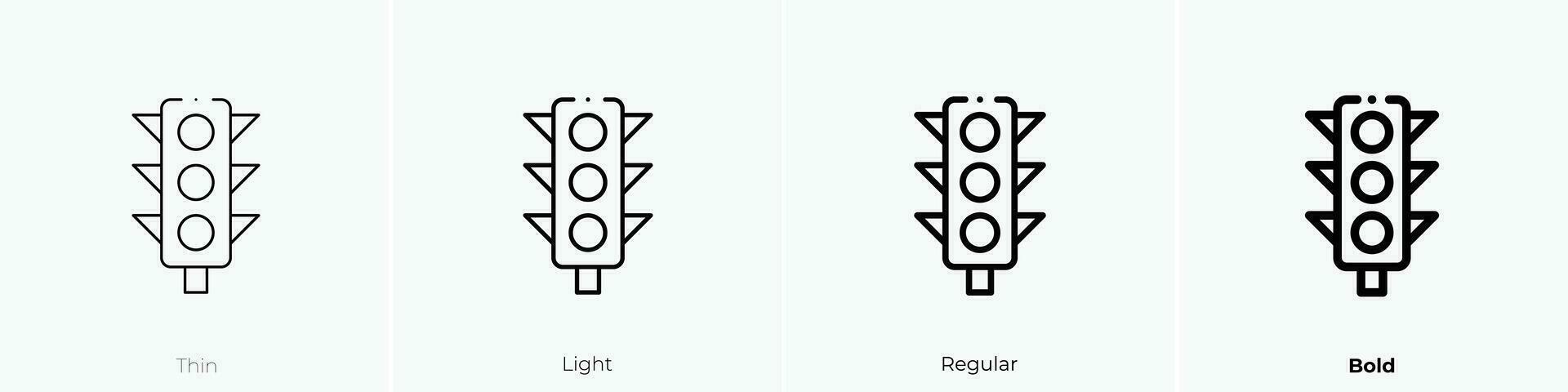 der Verkehr Licht Symbol. dünn, Licht, regulär und Fett gedruckt Stil Design isoliert auf Weiß Hintergrund vektor