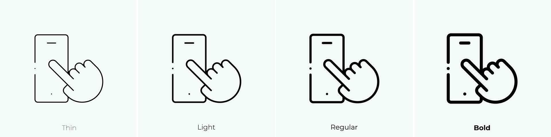 berühren Bildschirm Symbol. dünn, Licht, regulär und Fett gedruckt Stil Design isoliert auf Weiß Hintergrund vektor