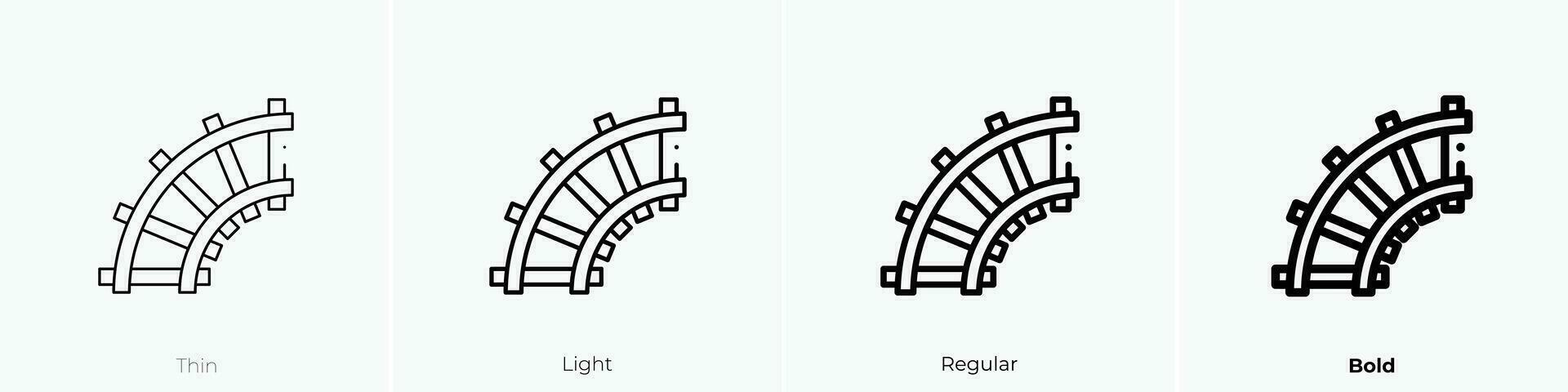 tåg spår ikon. tunn, ljus, regelbunden och djärv stil design isolerat på vit bakgrund vektor