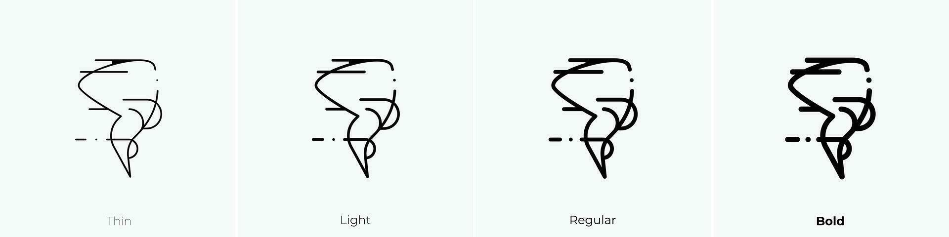 Tornado Symbol. dünn, Licht, regulär und Fett gedruckt Stil Design isoliert auf Weiß Hintergrund vektor