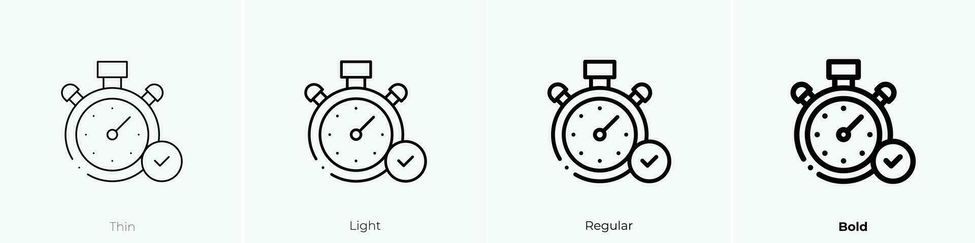 Zeit Verwaltung Symbol. dünn, Licht, regulär und Fett gedruckt Stil Design isoliert auf Weiß Hintergrund vektor