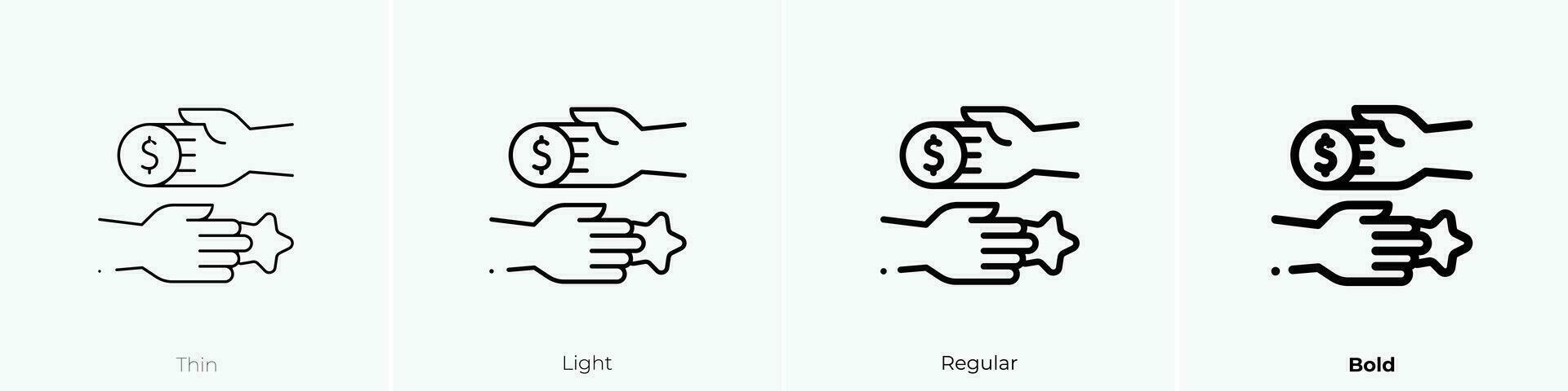 Handel Symbol. dünn, Licht, regulär und Fett gedruckt Stil Design isoliert auf Weiß Hintergrund vektor