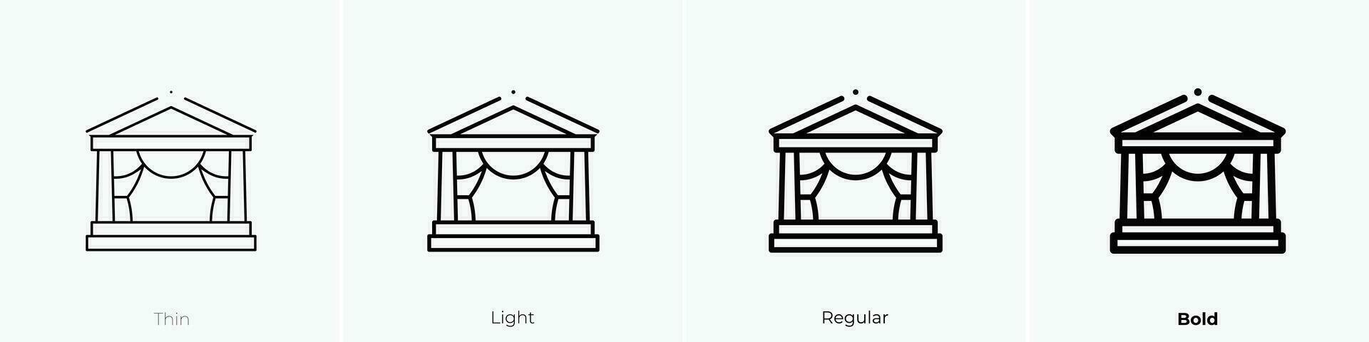 Theater Symbol. dünn, Licht, regulär und Fett gedruckt Stil Design isoliert auf Weiß Hintergrund vektor