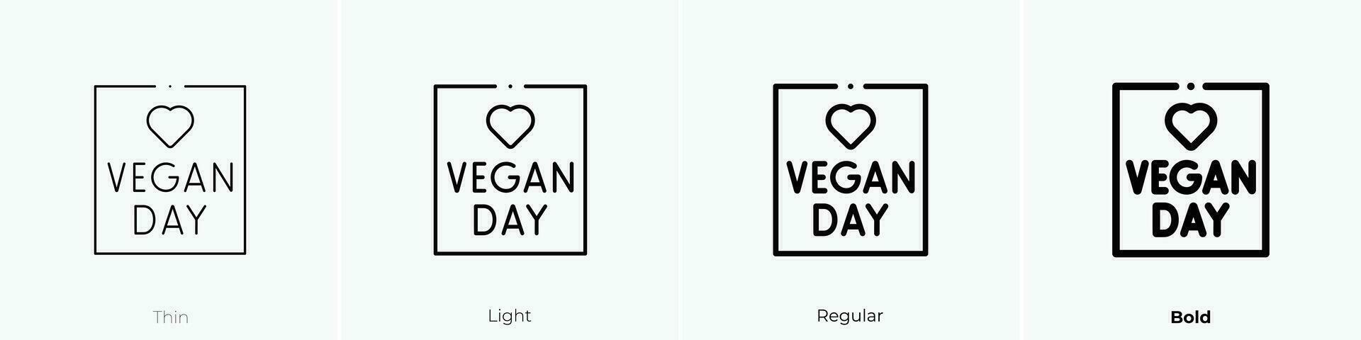 vegan Symbol. dünn, Licht, regulär und Fett gedruckt Stil Design isoliert auf Weiß Hintergrund vektor