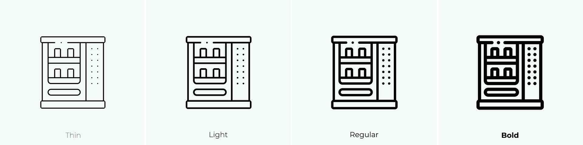 Verkauf Maschine Symbol. dünn, Licht, regulär und Fett gedruckt Stil Design isoliert auf Weiß Hintergrund vektor