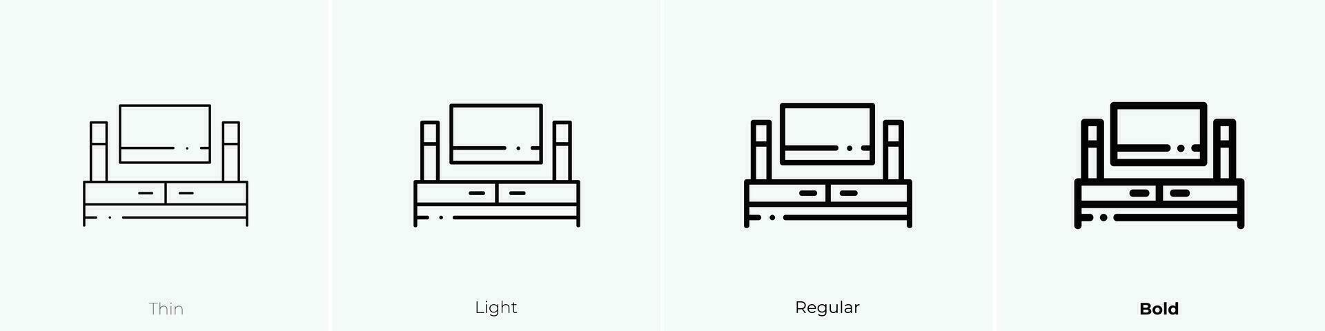 TV tabell ikon. tunn, ljus, regelbunden och djärv stil design isolerat på vit bakgrund vektor