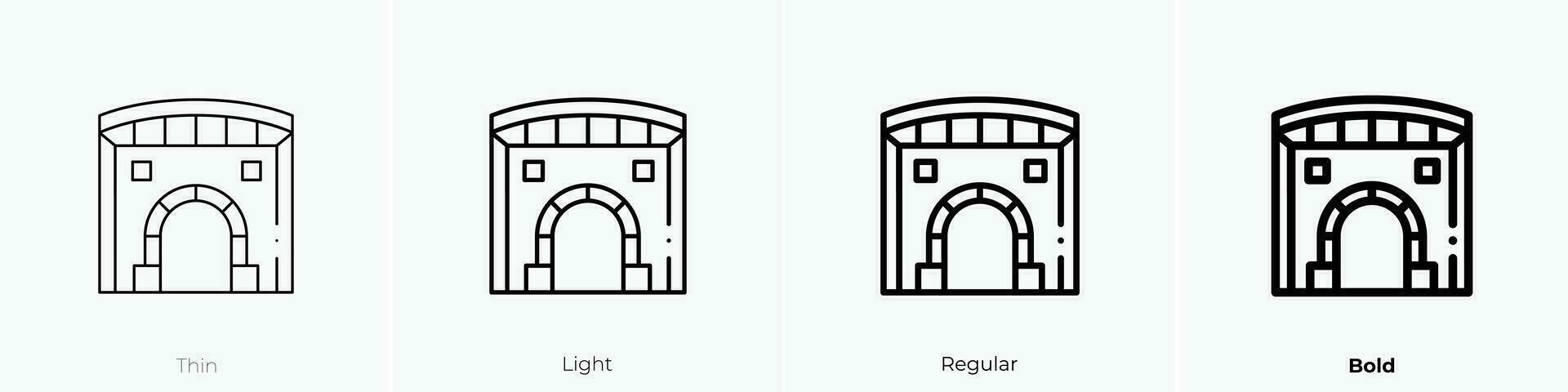 tunnel ikon. tunn, ljus, regelbunden och djärv stil design isolerat på vit bakgrund vektor