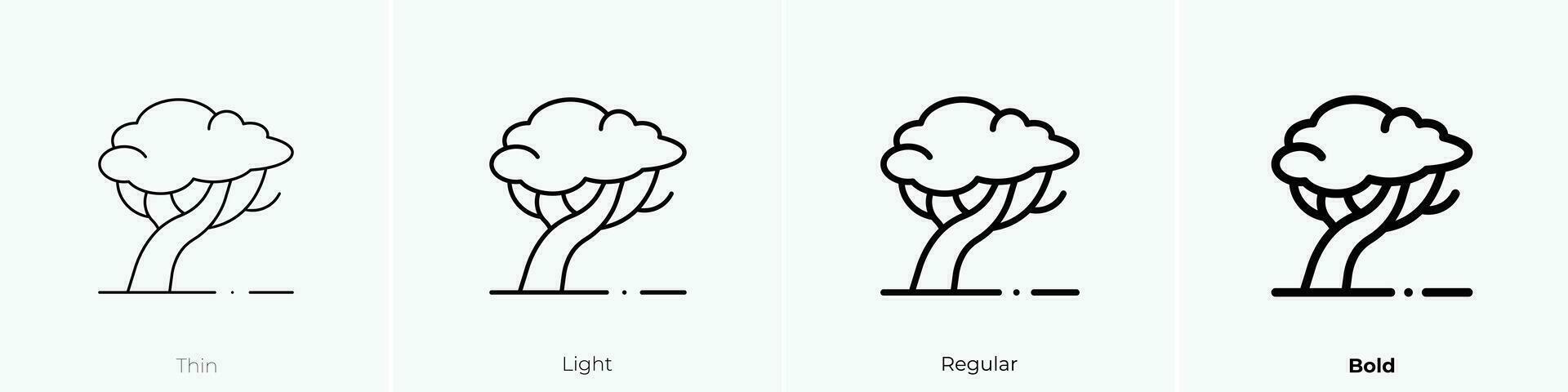 Baum Symbol. dünn, Licht, regulär und Fett gedruckt Stil Design isoliert auf Weiß Hintergrund vektor