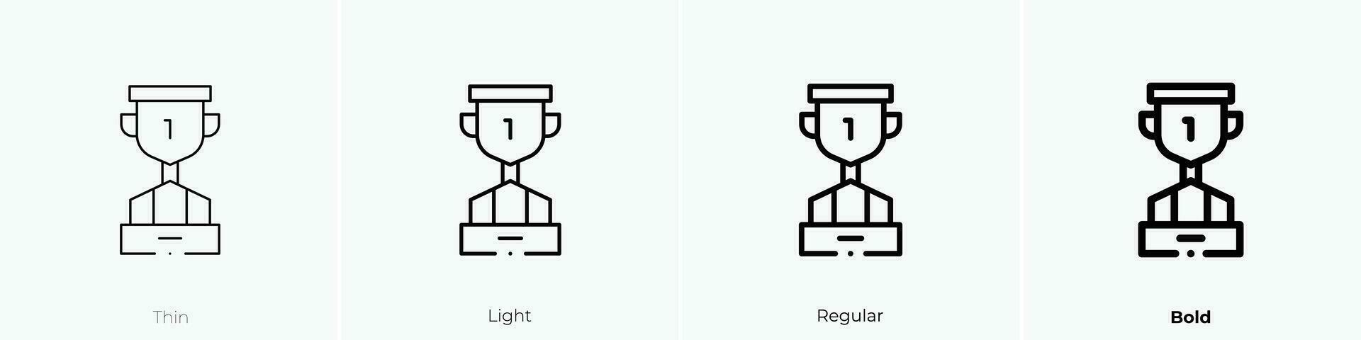 trofén ikon. tunn, ljus, regelbunden och djärv stil design isolerat på vit bakgrund vektor