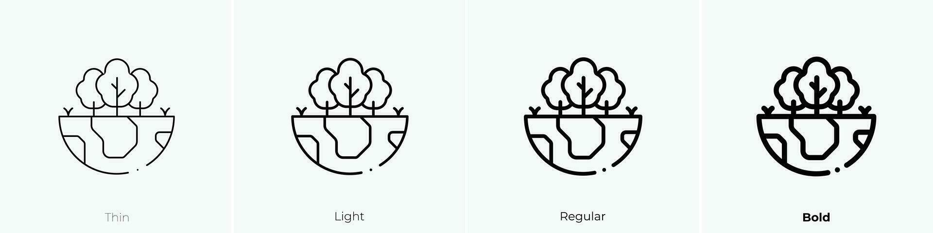 Bäume Symbol. dünn, Licht, regulär und Fett gedruckt Stil Design isoliert auf Weiß Hintergrund vektor