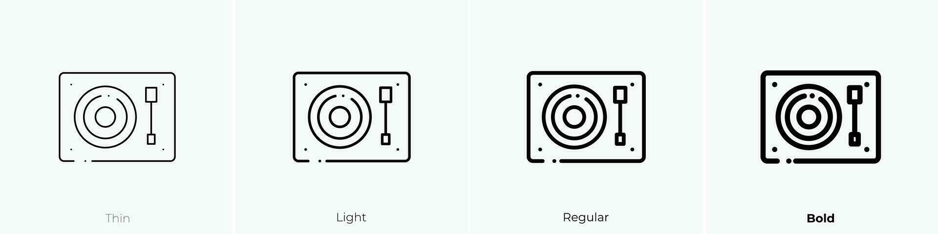 Drehscheibe Symbol. dünn, Licht, regulär und Fett gedruckt Stil Design isoliert auf Weiß Hintergrund vektor