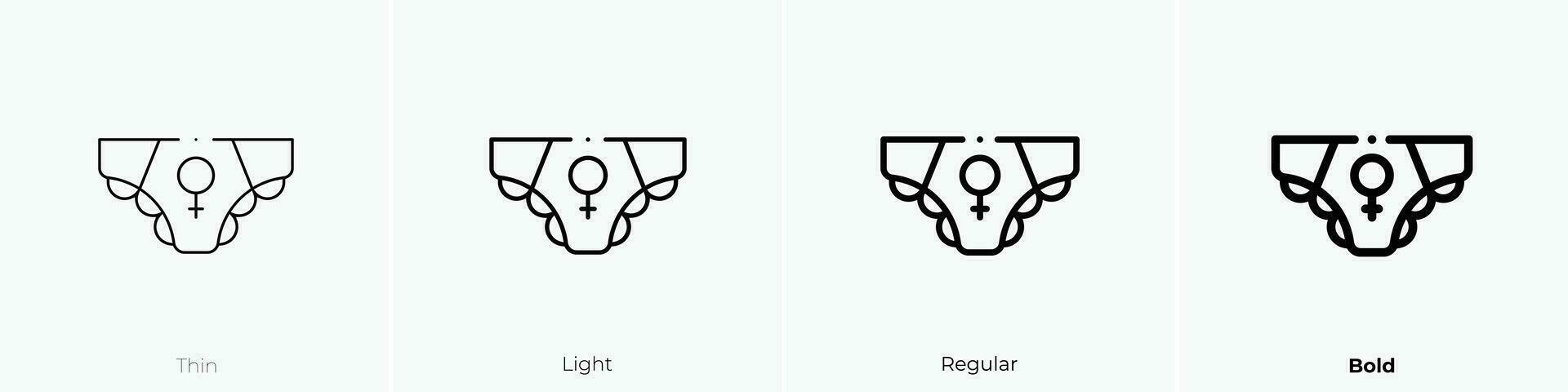 underkläder ikon. tunn, ljus, regelbunden och djärv stil design isolerat på vit bakgrund vektor