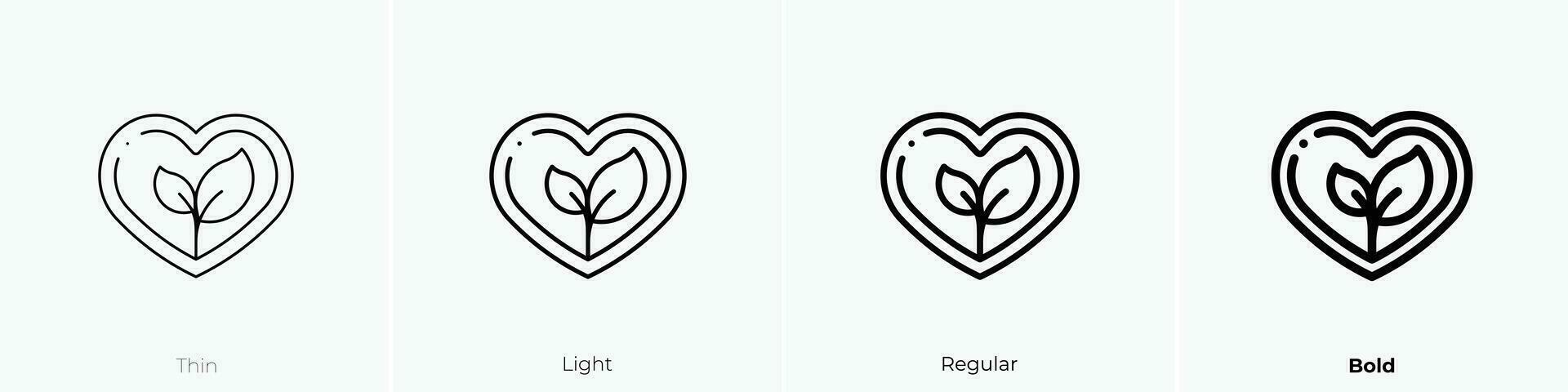 vegan Symbol. dünn, Licht, regulär und Fett gedruckt Stil Design isoliert auf Weiß Hintergrund vektor