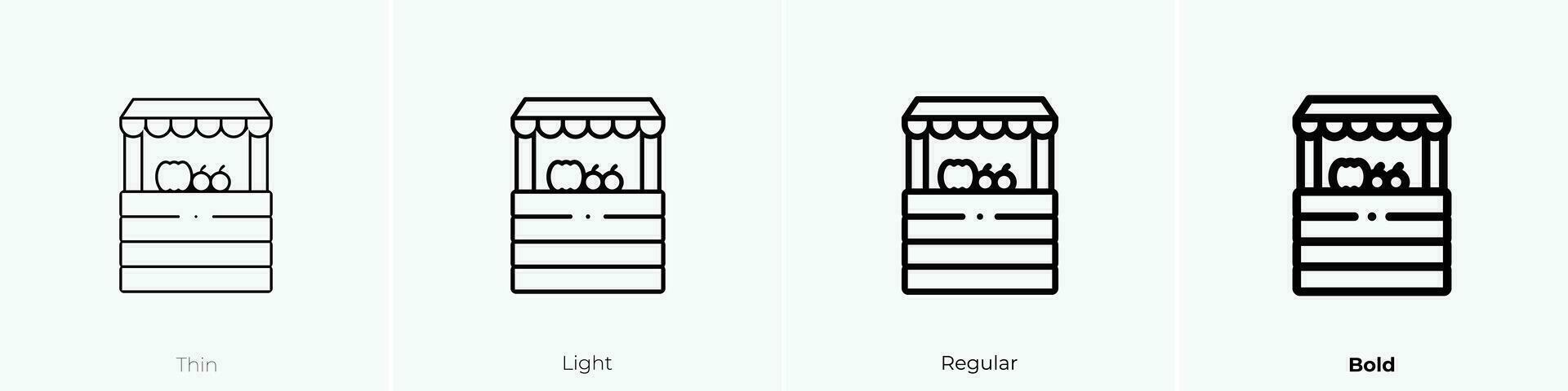 vegan Geschäft Symbol. dünn, Licht, regulär und Fett gedruckt Stil Design isoliert auf Weiß Hintergrund vektor