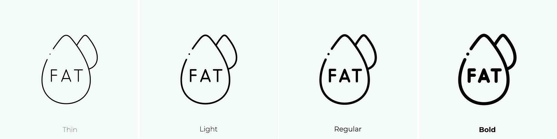 trans Fett Symbol. dünn, Licht, regulär und Fett gedruckt Stil Design isoliert auf Weiß Hintergrund vektor