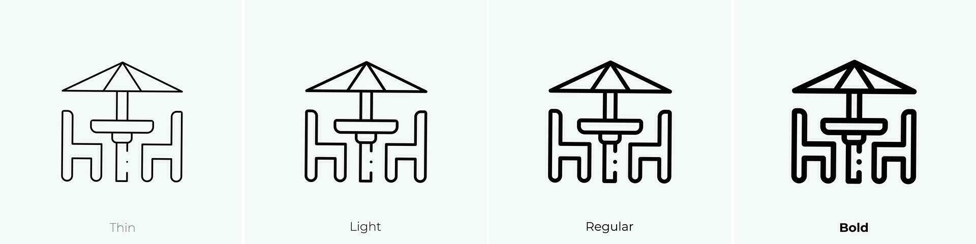 Terrasse Symbol. dünn, Licht, regulär und Fett gedruckt Stil Design isoliert auf Weiß Hintergrund vektor