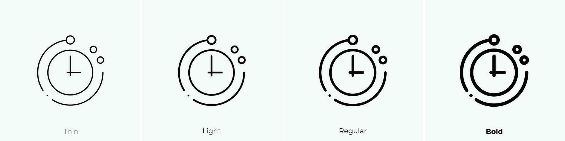 Zeit Ablauf Symbol. dünn, Licht, regulär und Fett gedruckt Stil Design isoliert auf Weiß Hintergrund vektor