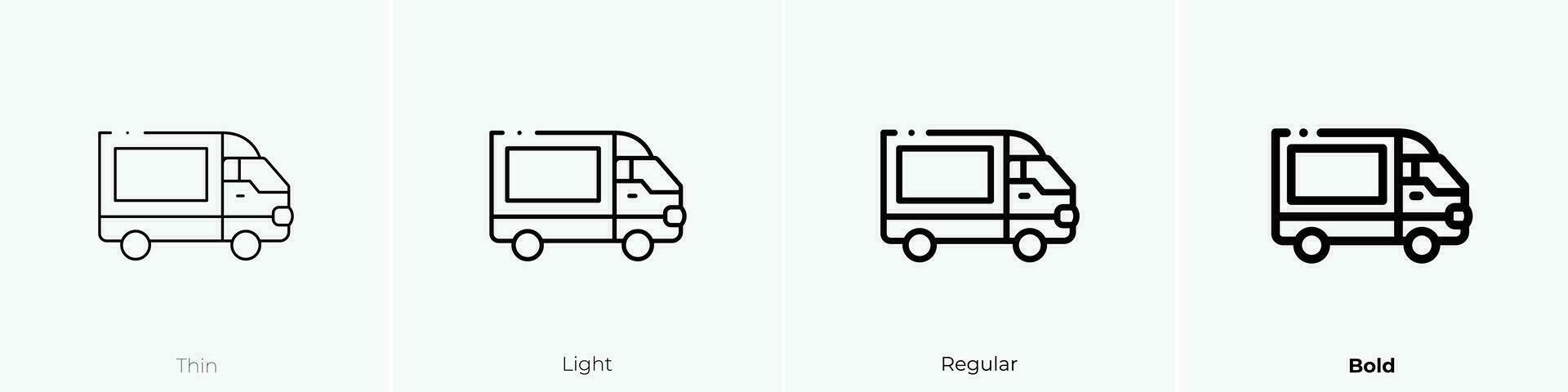 LKW Symbol. dünn, Licht, regulär und Fett gedruckt Stil Design isoliert auf Weiß Hintergrund vektor