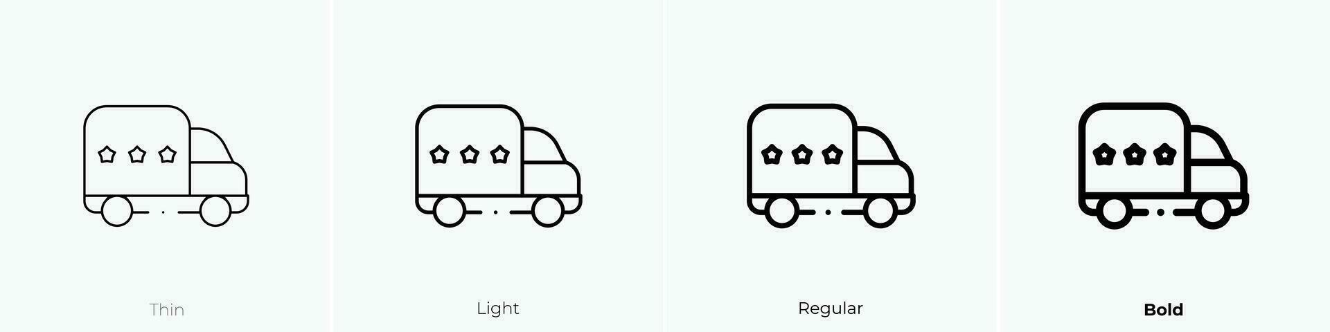 Spielzeug LKW Symbol. dünn, Licht, regulär und Fett gedruckt Stil Design isoliert auf Weiß Hintergrund vektor