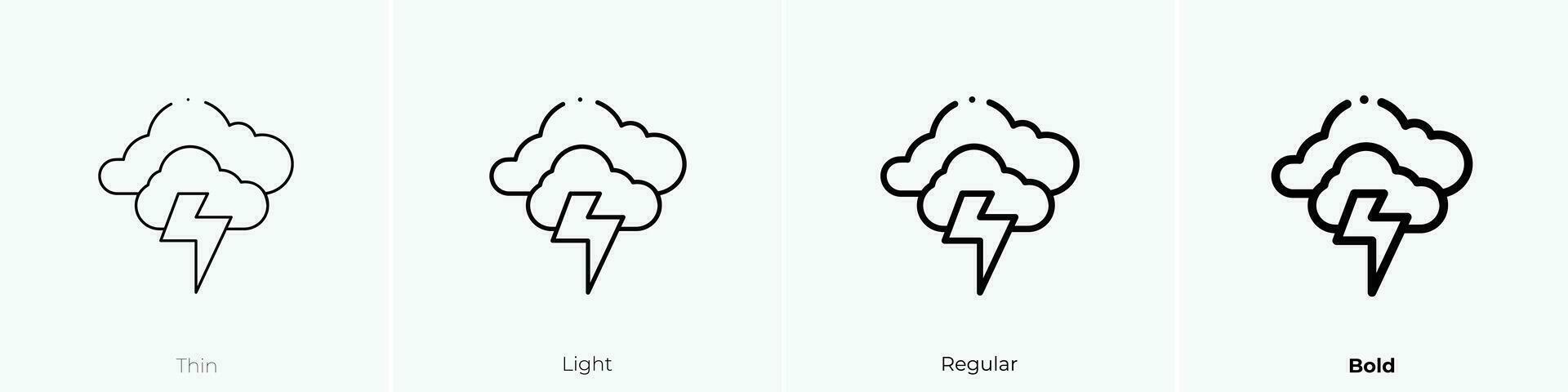 Donner Symbol. dünn, Licht, regulär und Fett gedruckt Stil Design isoliert auf Weiß Hintergrund vektor