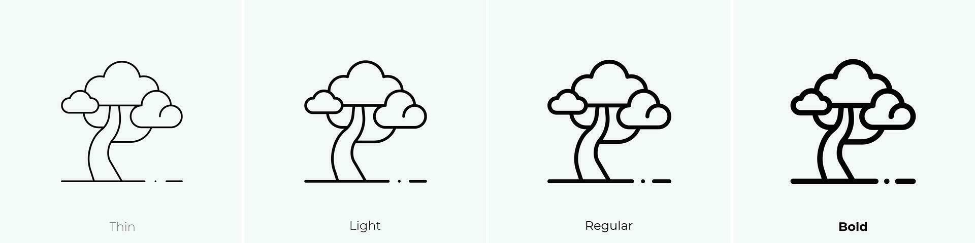 Baum Symbol. dünn, Licht, regulär und Fett gedruckt Stil Design isoliert auf Weiß Hintergrund vektor