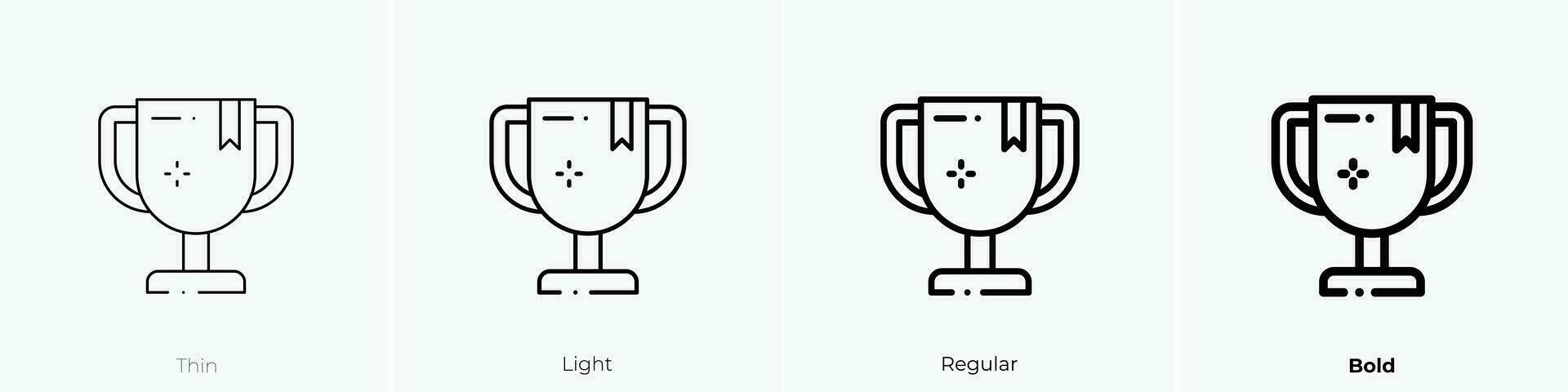 Trophäe Symbol. dünn, Licht, regulär und Fett gedruckt Stil Design isoliert auf Weiß Hintergrund vektor