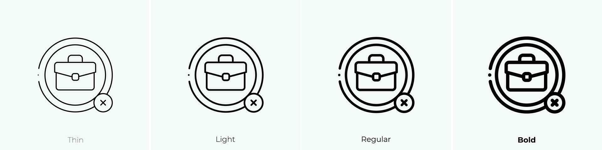 Arbeitslosigkeit Symbol. dünn, Licht, regulär und Fett gedruckt Stil Design isoliert auf Weiß Hintergrund vektor