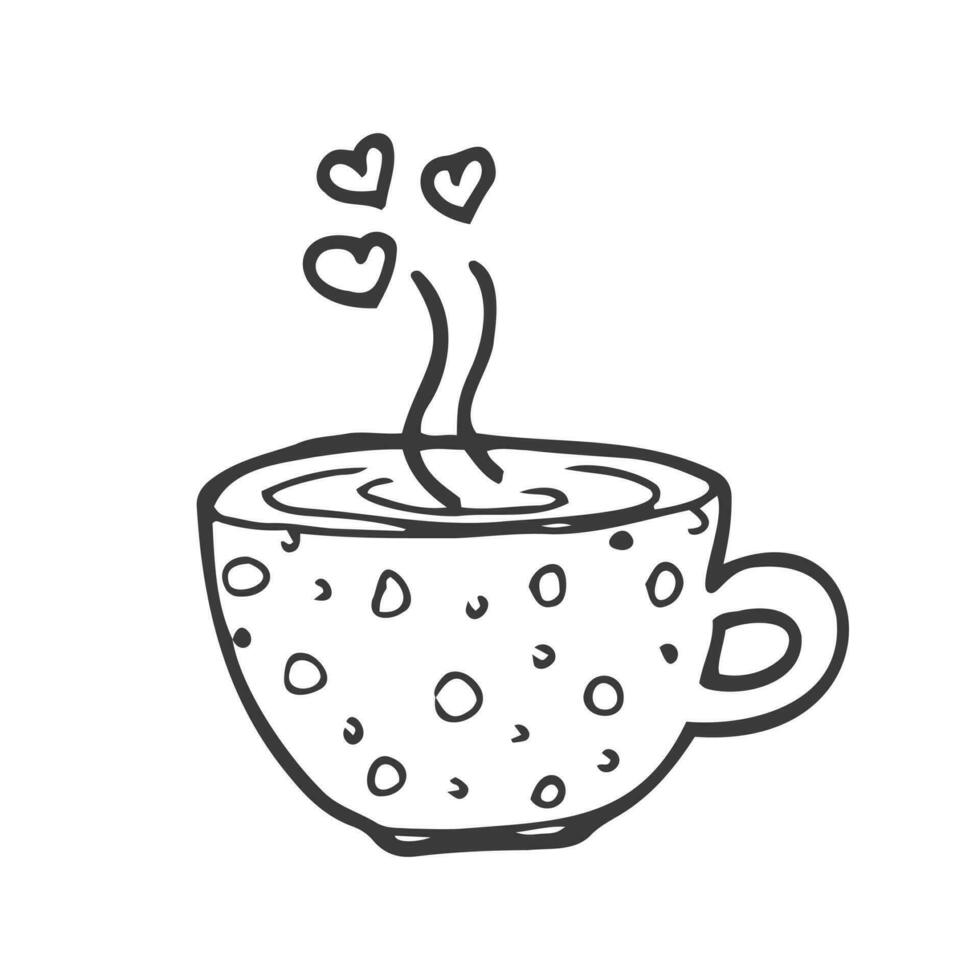 Tee- oder Kaffeetassen-Vektor-Doodle handgezeichnete Linienillustration vektor