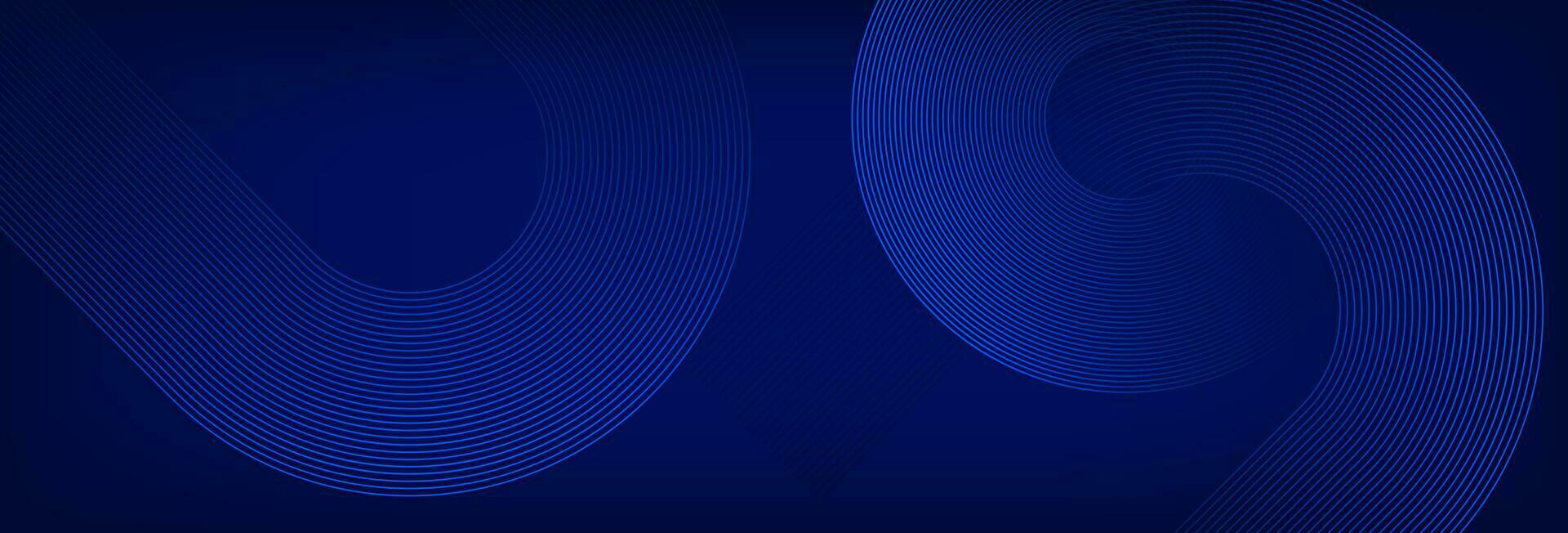 abstrakt Blau Hintergrund mit glühend Kreis Linien. modern leuchtenden Linie Kunst Design. futuristisch Konzept. Banner, Poster, Abdeckungen, Tapeten. Vektor Illustration