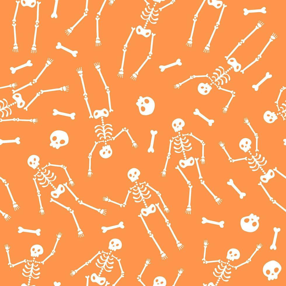 Halloween nahtlos Muster mit Schädel, Knochen und Skelett vektor
