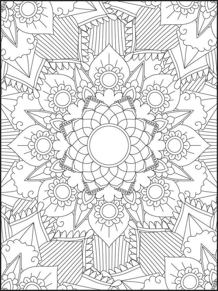 mandala, mandala färg sida, blommig mandala färg sida. blommig mandala mönster vuxen färg sida vektor