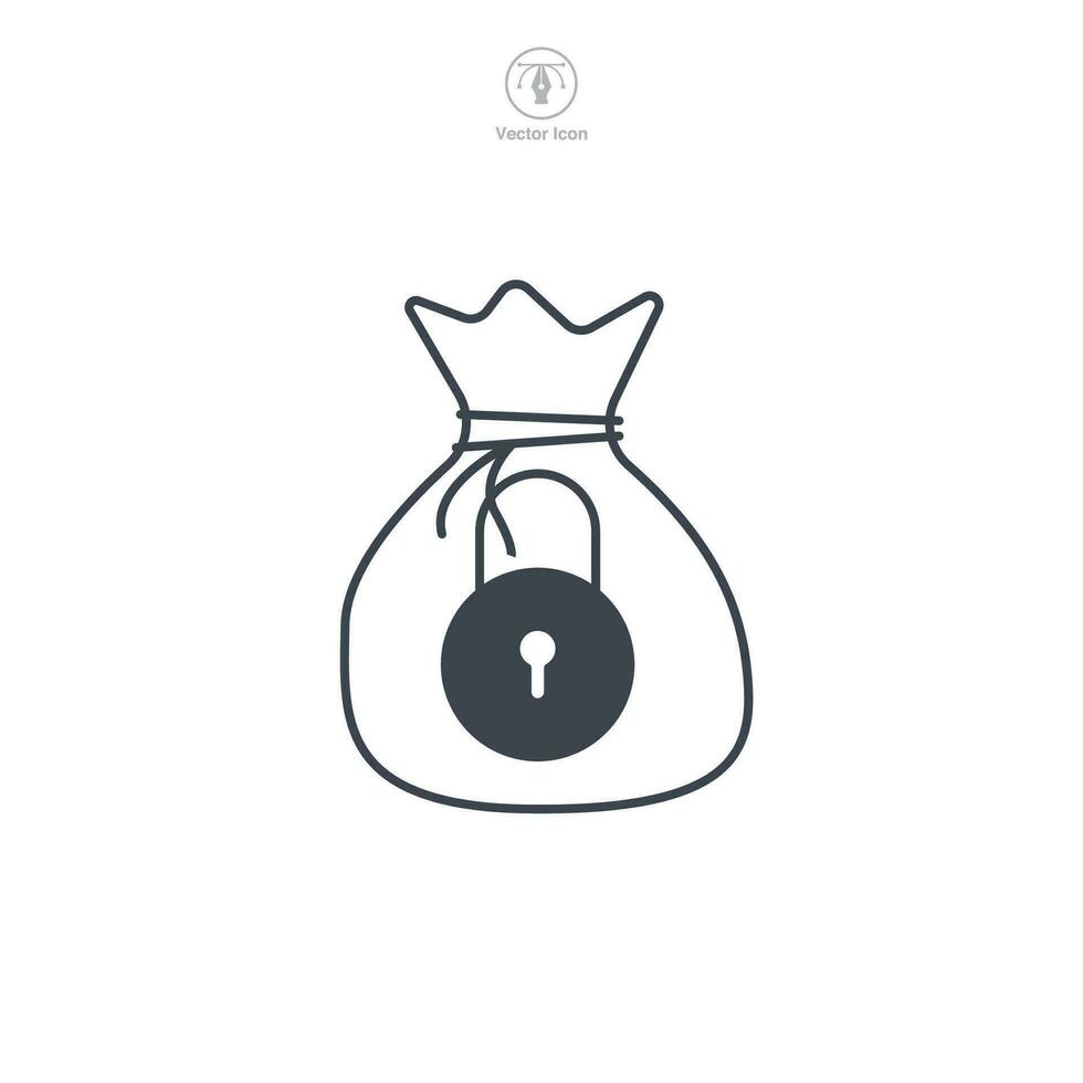 pengar väska med låsa. lösen ikon symbol vektor illustration isolerat på vit bakgrund