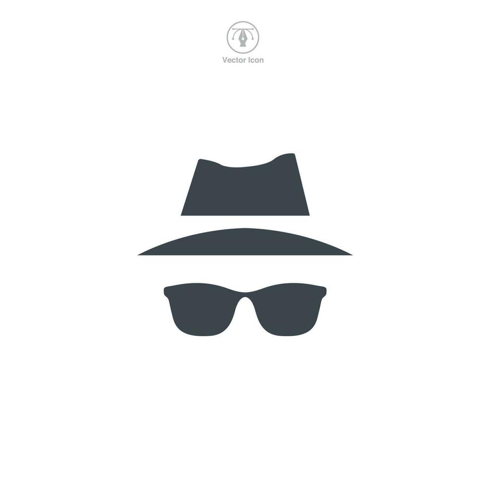 Hut und Gläser, inkognito Symbol Symbol Vektor Illustration isoliert auf Weiß Hintergrund