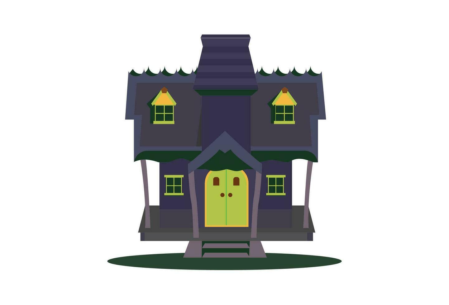 verfolgt Haus, das Vektor Illustration zeigt ein Halloween-Themen Haus, präsentieren ein unheimlich und gespenstisch Ambiente. das verfolgt alt Haus ist porträtiert mit chillen Einzelheiten Das hervorrufen ein Sinn von Angst
