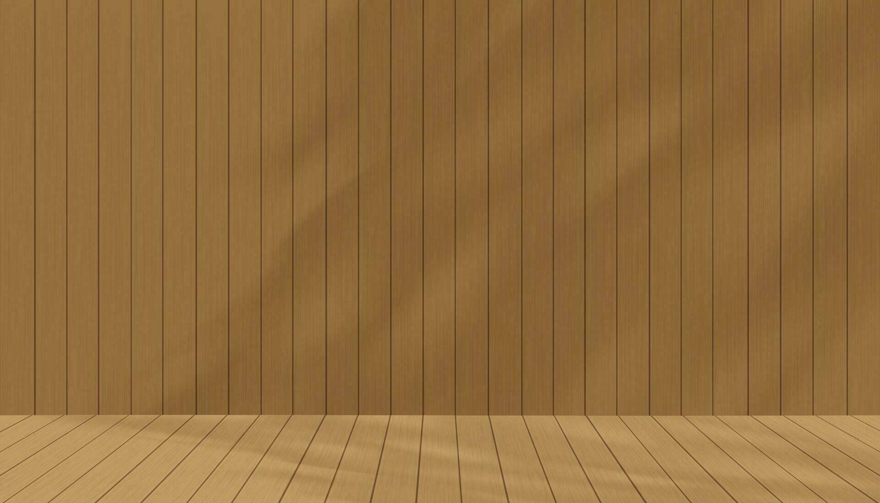 Studio Hintergrund braun Holz Mauer Textur mit Schatten Blätter auf Fußboden Panel.Vektor Hintergrund Banner leeren Anzeige Zimmer gewaschen hölzern zum Herbst, Winter kostenmäßig Produkt Geschenk vektor