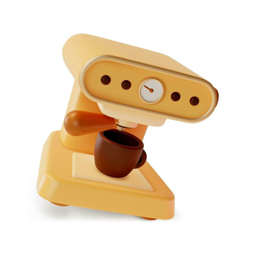 3d Kaffee Maschine mit Tasse Karikatur Stil. Vektor