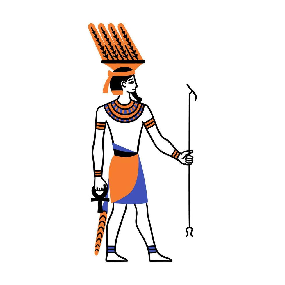 tecknad serie Färg karaktär egyptisk Gud anhur. vektor