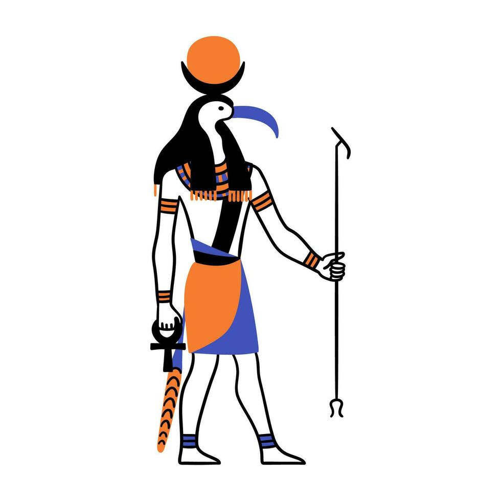 Karikatur Farbe Charakter ägyptisch Gott Toth. Vektor