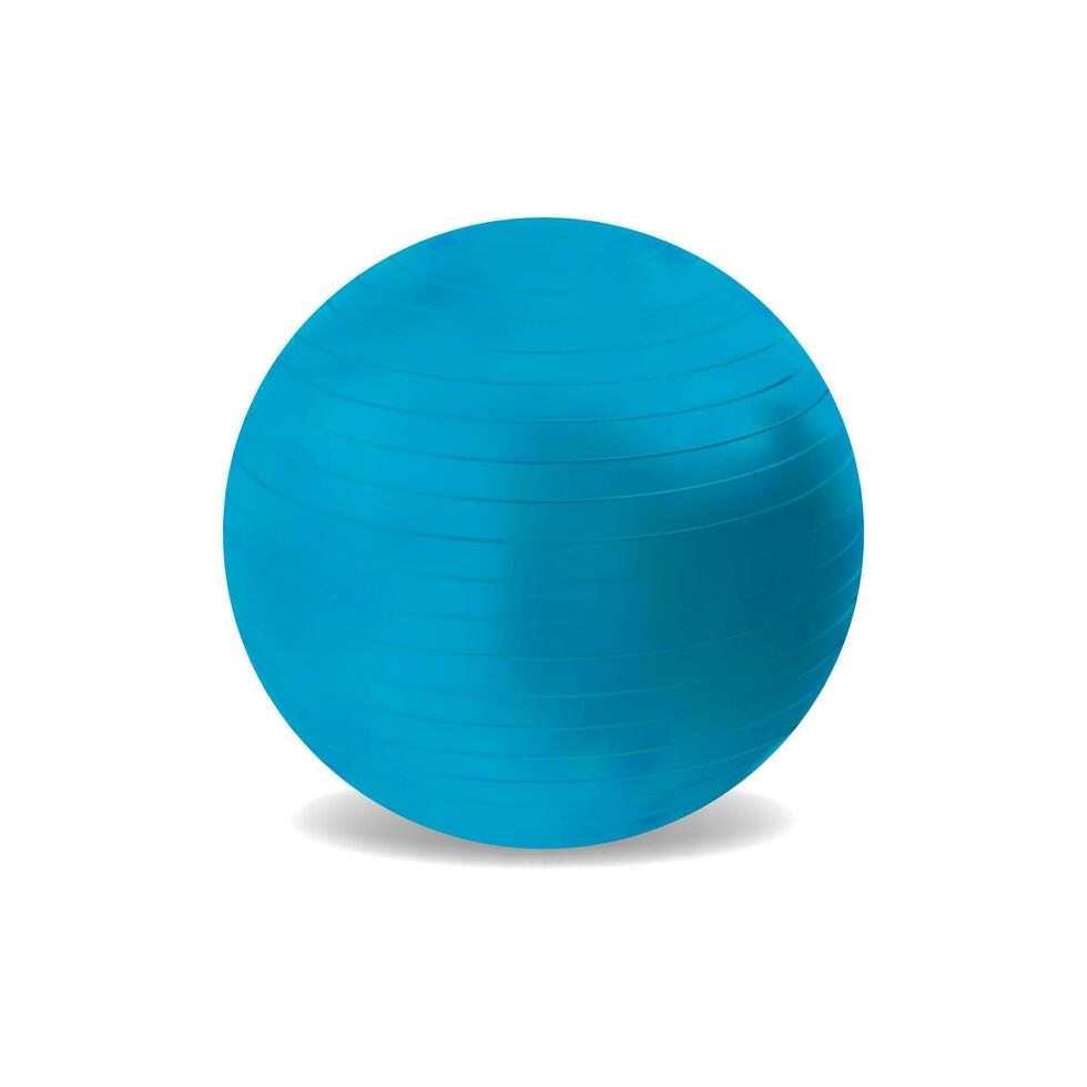 realistisch detailliert 3d Blau Pilates Ball Fitball. Vektor