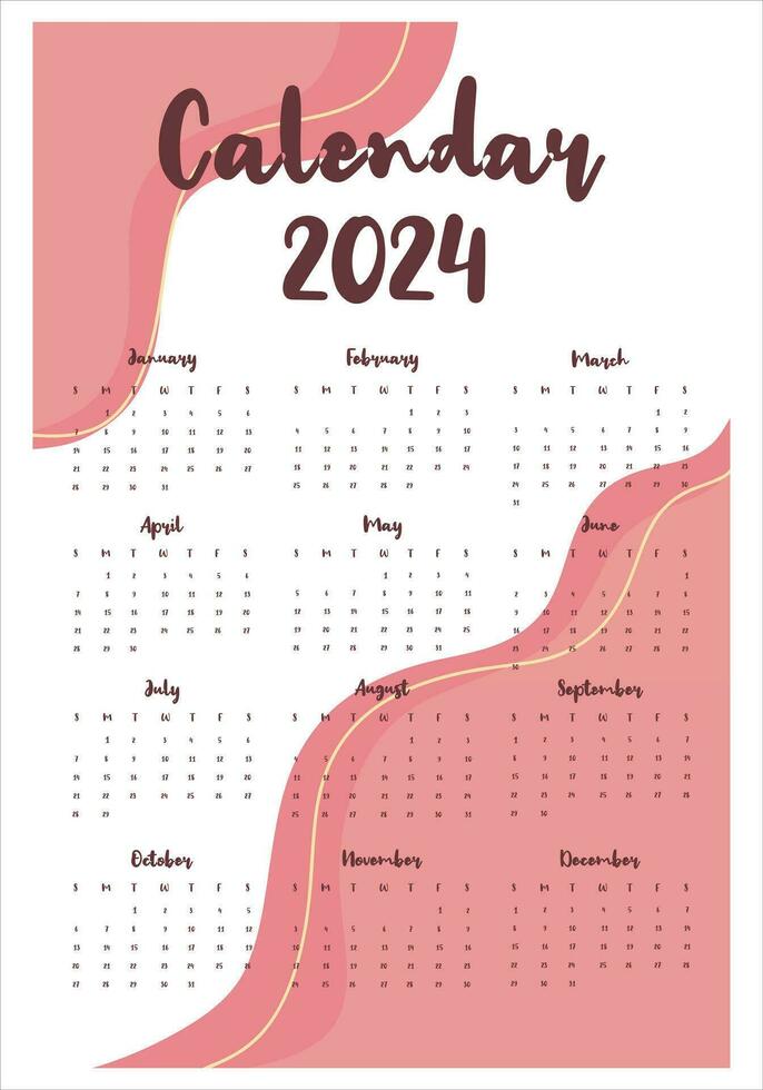 schön 2024 Kalender Design Vorlage vektor