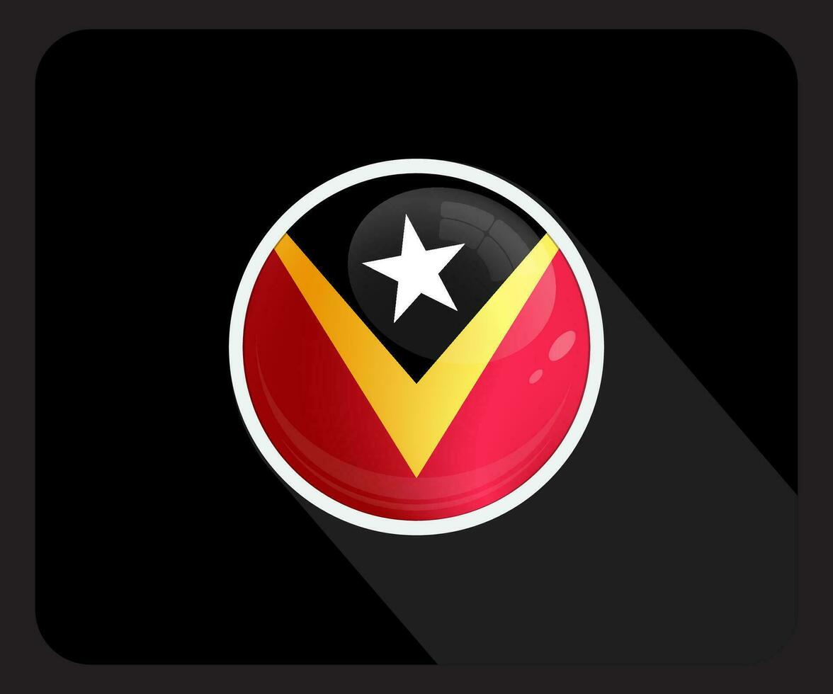 Osten Timor glänzend Kreis Flagge Symbol vektor