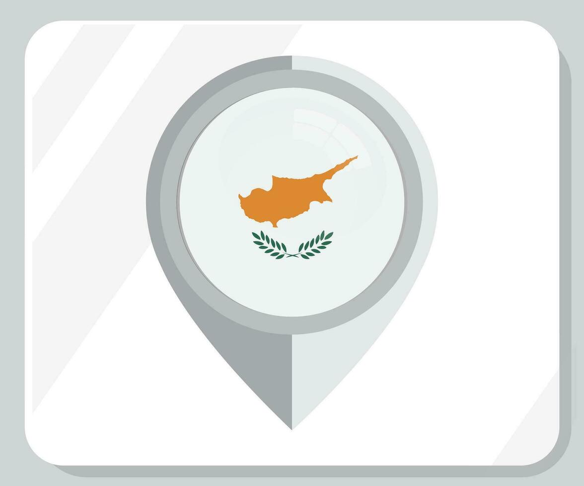 cypern glansig stift plats flagga ikon vektor