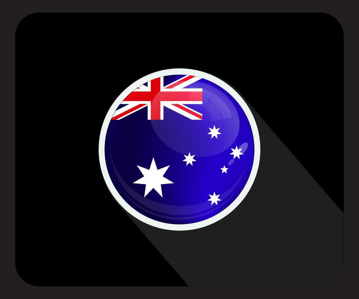 Australien glansig cirkel flagga ikon vektor
