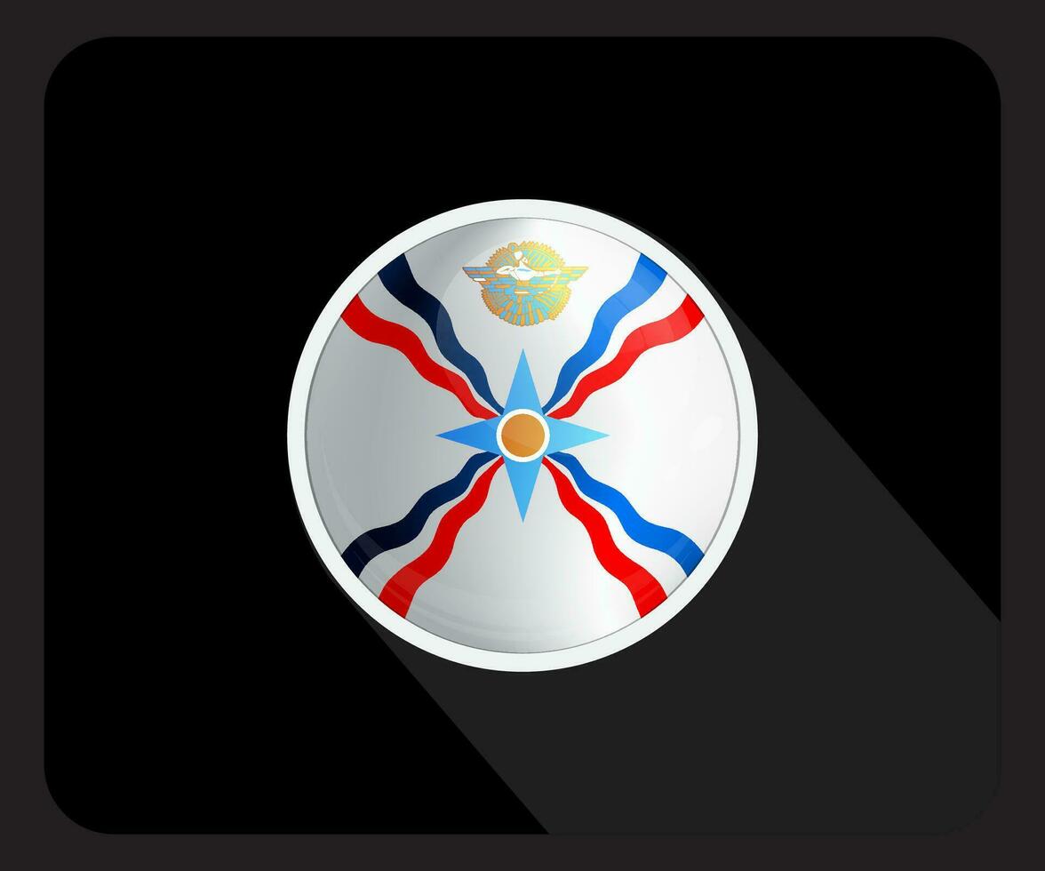 assyrien glansig cirkel flagga ikon vektor
