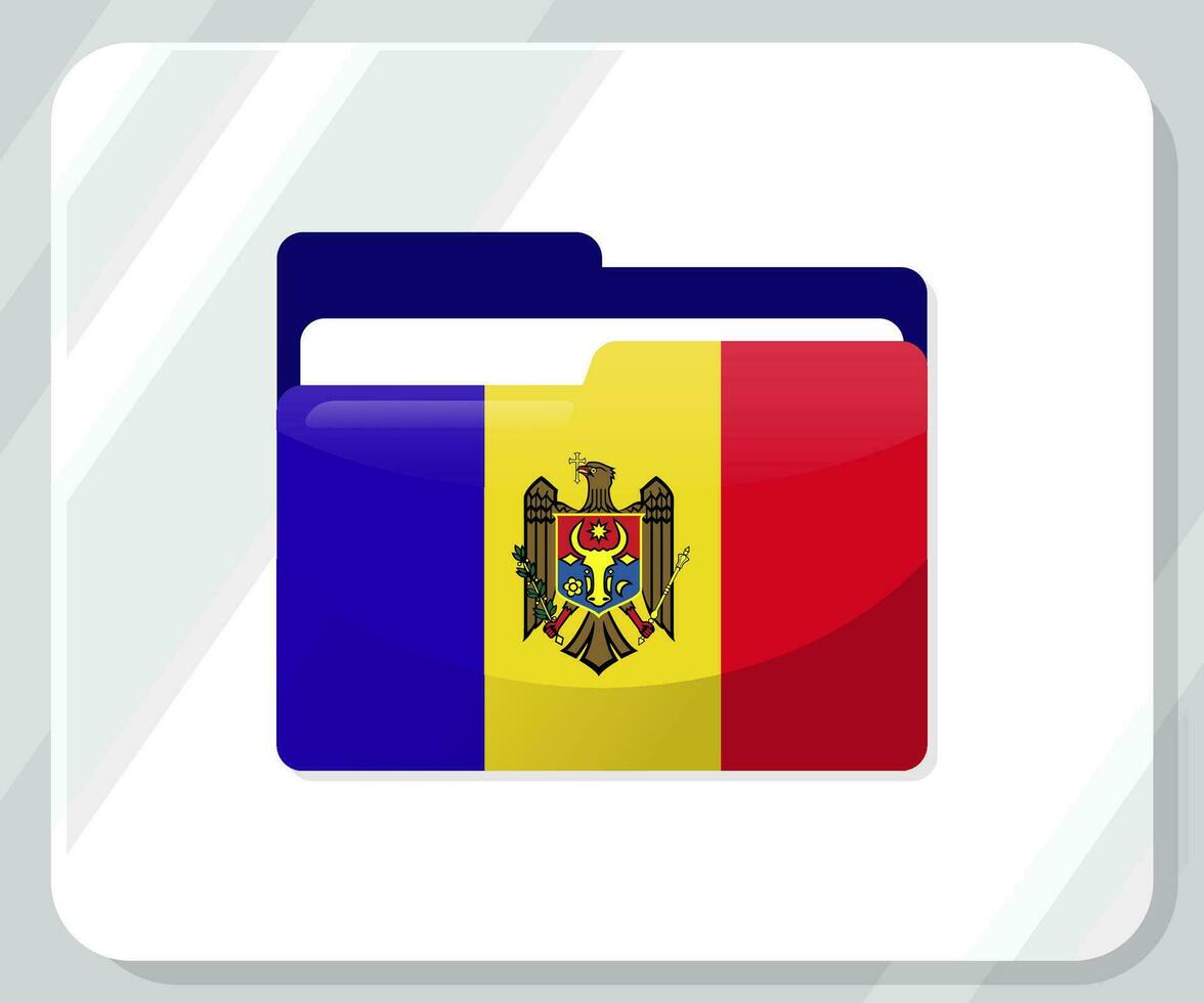moldavien glansig mapp flagga ikon vektor