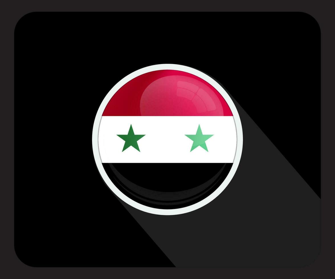 syrien glansig cirkel flagga ikon vektor